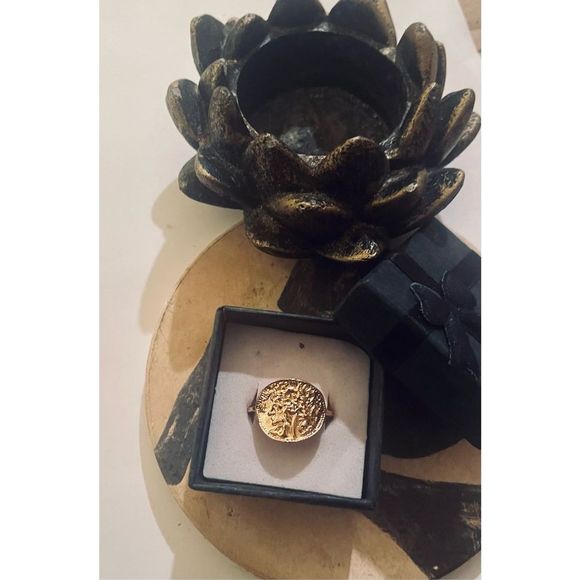 Gold tree of LIFE COIN BOHO RING - Picture 4 of 6